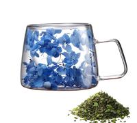 Taza de con aislamiento de doble pared de 200 ml con diseño de flores perforadas, taza térmica transparente de 2,95 x 3,54 x 3,15 pulgadas, resistente al calor, vaso de café con leche y café
