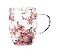 Taza de con flor seca, flor seca, taza de café con leche, flores seguras y decorativas, taza de doble aislamiento, para bebidas calientes y frías, para mujeres, amigas, profesores, San