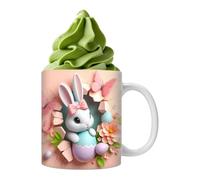 Taza de conejito de Pascua - Lindo recipiente para bebidas de 350 ml | Tazaa de café impresa, taza de cerámica, tazaa de agua de conejito, coloridos vasos navideños para cenar, , escuela, aparta