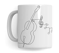 Taza de contrabajo - Regalo de música para contrabajo - Taza de café bajo Bassist Musiker Contrabass jugador - Instrumento ideas de regalo contrabajo dibujo diseño taza de café