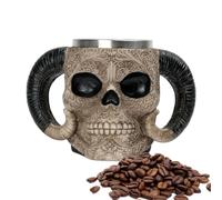 Taza de cráneo realista para beber - Jarras de cerveza de calavera, taza de té, jarra de resina esquelética, taza de café, gran capacidad, patrón de doble cara, taza de café de calavera para beber en