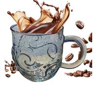 Taza de cristal con diseño de ondas de 300 ml, tazas para café con asa, para mujeres, hogar, oficina, playa, casa, adultos, hombres y niños