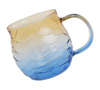 Taza de cristal texturizada única con temática de playa de 12 onzas, hecha a mano, diseño ondulado del mar para entusiastas de la decoración costera, taza de cristal de regalo