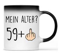 Taza de cumpleaños con texto divertido con texto en alemán "Stinkefinger | Mein Alter? | Magische Tasse mit Farbwechsel | Geschenk Tasse | Geburtstagsgeschenke Tasse mit Spruch |Geschenk für