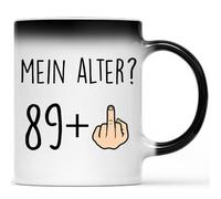 Taza de cumpleaños con texto divertido con texto en alemán "Stinkefinger | Mein Alter? | Magische Tasse mit Farbwechsel | Geschenk Tasse | Geburtstagsgeschenke Tasse mit Spruch |Geschenk für