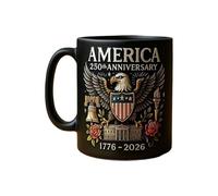 Taza de cumpleaños número 250 - Taza de aniversario patriótico 1776-2026, vajilla de celebración de la libertad, recuerdo histórico de cerámica, recuerdo de coleccionista zm del patrimonio de la