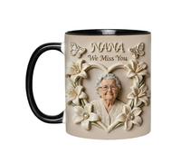 Taza de cumpleaños para abuela, taza de cerámica de 300 ml, taza de corona de abuela con elegante diseño floral, uso en la oficina en casa, café y té, taza de regalo de cerámica, de cumpleaños