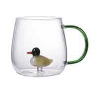 Taza de de animales 3D | Taza para beber de vidrio de borosilicato transparente de 380 ml | para beber de dibujos animados para acampar, picnics, tazas resistentes al calor para el hogar, bares