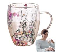 Taza de de doble pared - vidrio transparente resistente al calor de 350 ml, mango ergonómico, color brillante, vere, tazas de café, taza de té, tazas de latte | de regalo perfecta