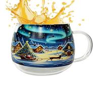 Taza de de Navidad, 300 ml, transparente pintada, recipiente decorativo de temporada, vasos de café de vacaciones, creativo para bebidas, elegante regalo de invierno, taza de vidrio
