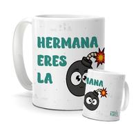 Taza de Desayuno para Hermana | Ideas de tazas para Navidad | Canecas divertidas para amigo invisible | Regalos originales para amigos, primos y más familia | 350ml | Regalo original