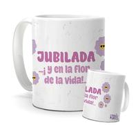 Taza de Desayuno para Jubiladas | Ideas de tazas para jubilación | Canecas divertidas jubilación | Regalo original para amigos, primos y más familia | 350ml