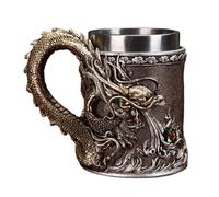 Taza de dragón - Diseño chino en relieve, colección de vajilla de metal, decoración de mesa temática, recipiente de bebidas culturales para bebidas frías calientes, pantalla de escritorio con