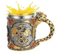 Taza de dragón medieval | 400 ml de acero inoxidable decoraciones de dragón | Estatua de escritorio para whisky, cerveza, café, camping, fiesta, juego, Halloween, picnic, familia, amigos
