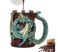 Taza De Dragón Rugido Medieval - Resina De Acero Inoxidable 568 Ml, Taza De Bebida Dragones Beer Stein Tankard Con Pintura A Mano, Decoración Fantástica, Coleccionable | Tazón De Café De Acero