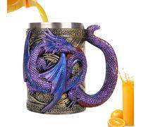 Taza De Dragón Rugido Medieval - Resina De Acero Inoxidable 568 Ml, Taza De Bebida Dragones Beer Stein Tankard Con Pintura A Mano, Decoración Fantástica, Coleccionable | Tazón De Café De Acero