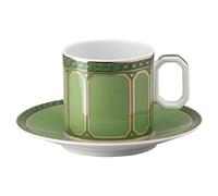 Taza de espresso con platillo Signum, Porcelana, Verde OS