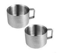 Taza de espresso de doble pared de acero inoxidable de 3.4 onzas con mango equilibrado de precisión para uso de estilo barista (2 piezas)
