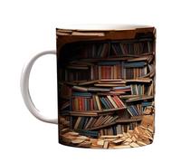 Taza de estante, Taza de café bibliotecario de 11 onzas con libros efecto 3D, Taza impresa de cerámica, Taza ligera de estantería para biblioteca, Taza impresa para el hogar, oficina, camping, viag