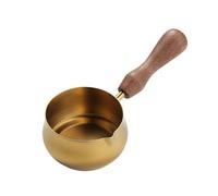 Taza de extracto de acero inoxidable for el hogar, mango de madera creativo, boquilla de desviación for taza de leche pequeña, 2 uds. Para café(Gold,110ml)