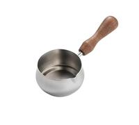 Taza de extracto de acero inoxidable for el hogar, taza creativa con mango de madera, boquilla de desviación, taza de leche pequeña, 2 uds.(Silver,110ml)