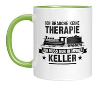 Taza de ferrocarril modelo - No necesito terapia, solo tengo que ir a mi sótano - Idea de regalo genial para aficionados a los aficionados al ferrocarril - Verde