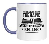 Taza de ferrocarril modelo - No necesito terapia, solo tengo que ir a mi sótano - Idea de regalo genial para aficionados a los aficionados al ferrocarril - Azul