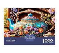 Taza de Flores de Tetera Adornada 1000 Piezas Paquete De Puzzle Puzzle Cartón Extra Grueso - Favorito De Coleccionistas, Relajación, Regalo Genial para Viajes O Fiestas 70x50cm/1000pcs
