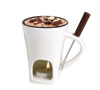 Taza De Fondue De Chocolate | con Tenedor, Vela Y Resistente Al Calor,Taza De Fusión Personal Segura,para La El Postre La Casa La Familia La Celebración La Noche La Reunión