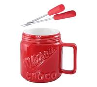 Taza De Fondue De Chocolate,Jarra Mini Resistente Al Calor Con Tenedor - Copa Para Fondue De Caramelo - Para Dulces de Chocolate Mantequilla Queso en Reuniones Familiares Fiestas y Celebraciones