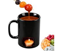 Taza de fusión de chocolate, calentador de mantequilla de chocolate de cerámica, calentador personal de taza de café con fondue | para cena, aperitivo, postre, salsa de queso, pan,