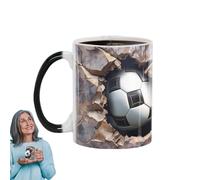 Taza de fútbol de color genérica - 3,23 x 3,78 en 3D Football | Hot Chocolate Cracks Mugs, Coffee Mugs For Soccer Lovers, Adults, Families, Friends, Office Use