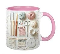 Taza de ganchillo personalizada, ganchos de hilo personalizados, herramientas de tejer con nombres, taza de café de ganchillo para mujer, taza de café para ganchillo, mamá, abuela, esposa