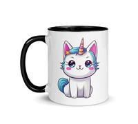 Taza de gato felino gatito pasión humor divertido divertido fanático elegante para mascotas niña mujer hombre (gato unicornio)