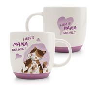 Taza de gato querida mamá del mundo, 400 ml, 9,5 x 9,5 cm, color rosa, taza de porcelana de alta calidad, diseño con amor, bonito accesorio para cocina, oficina y hogar - dulce idea de regalo | 63000
