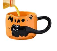 Taza de gato - Tazas apilables de animales - Bonita taza decorativa de cerámica para café de dibujos animados para cocina, mujeres, niñas, mamá y papá