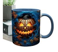 Taza de Halloween de terror | 400 ml de cerámica efecto 3D taza de Halloween con asa, recipiente de bebidas, accesorios de fotobooth de temporada, taza de terror para té, jugos, leche