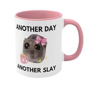 Taza de hámster triste - Taza de hámster triste taza de cerámica decorada con pajarita - 350 ml taza divertida para una mañana llena de risa, taza de café que hace reír a todos