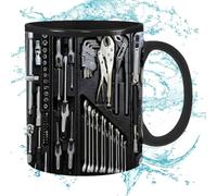- Taza de herramientas mecánicas, taza de mecánico, taza de cerámica negra divertida para café - Caja de herramientas grande Taza de café Taza de té para agua, Whi, sopa, , vino