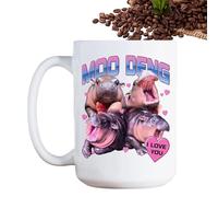 Taza de hipopótamo, taza de café de cerámica - Taza de té única con diseño de hipopótamo | Tazas de café y té de cerámica únicas, taza de hipopótamo creativa para bebidas frías y calientes, lav