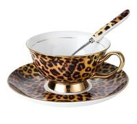 Taza de hueso de porcelana china con estampado de leopardo, vajilla de porcelana de cerámica para una tarde hermosa cena en polvo, cereales finos, taza de desayuno, taza de leche