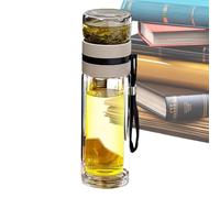 Taza de infusores de té de vidrio: botella de viaje portátil con tapa a prueba de fugas y correa de cuerda | Copa de vidrio de té de hoja suelta para elaboración de la botella de agua del infusor de f