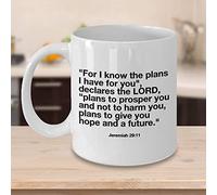 Taza de Jeremías 29 11 - Taza de las citas del versículo de la Biblia: 'Porque sé los planes que tengo para ti.'; Jeremías 29 11 Cita inspiradora n. ° 1 de la taza de café