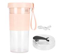 Taza de jugo eléctrica portátil USB recargable 320 ml viaje hogar exprimidor mezclador con cabezal cortador de tres hojas batería de 2000 mah para batidos frutas verde oscuro rosa (320ml)