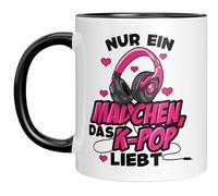 Taza de K-Pop con texto en alemán "Nur ein Mädchen die die K-Pop liebt - Geschenkidee für Fans und Liebhaber des Korean Pop, Manga, Anime - Schwarz