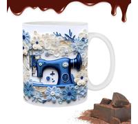 Taza de la máquina de la taza de la taza 3D Sewing Ceramic Cup - 350 ml Flat Printed Coffee for Enthusiasts, Gift Men & Women, Birthday Present, Novelty Craft Lover's Kitchen Office Drinkware