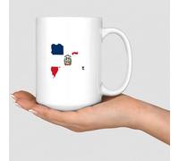 Taza de la República Dominicana con bandera blanca patriótica de cerámica, divertida taza blanca brillante, regalo para el día de San Valentín, Acción de Gracias, para nuera, prima, 15 onzas