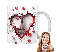 Taza de la Torre Eiffel, taza de café para mujer, taza de café de cerámica, taza de agua de la Torre Eiffel, taza de café única con efecto para mujeres, hombres, fiesta de cumpleaños