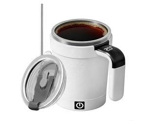 Taza de leche automezcladora eléctrica: 1 Uds. Taza Agitadora Térmica, Monitor de Temperatura LCD Inteligente en Tiempo Real; Agitador Magnético Rápido, Taza De Viaje Técnica Moderna | Utensilios