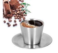 Taza de leche de té 304 Taza de agua anti-escaldado de acero inoxidable Vajilla de oficina en casa con empuñadura Tazas de doble pared para té de café de agua fría caliente 130 ml